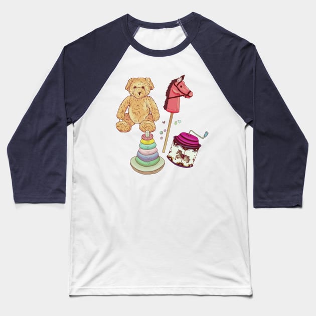 Vintage Toys Baseball T-Shirt by minniemorrisart